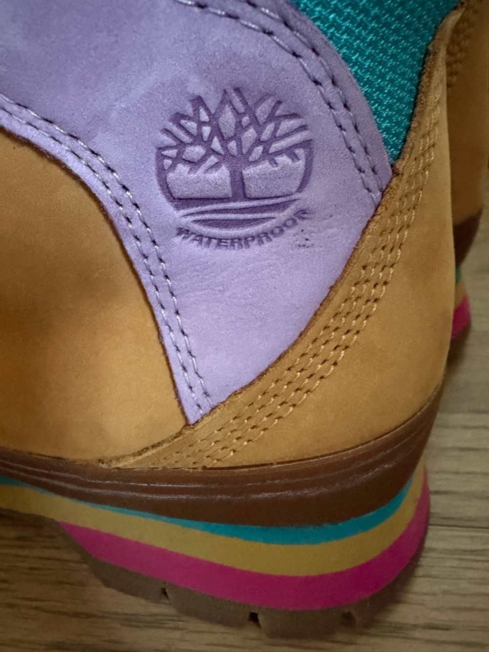 NIB - Timberland Euro Hiker Nubuck Hiking Boots with Teal & Purple Accents - 8 - Picture 7 of 8